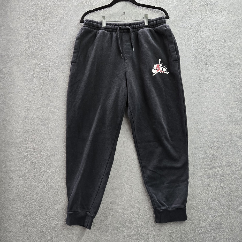 Jordan Men Pants M Black‎ Sweatpants Fleece Logo Nike Air DH9502-010 Y2K